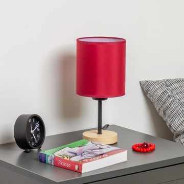 Brilagi - Lampa stołowa NUBILA WOOD 1xE27/25W/230V dąb/pompejska czerwony