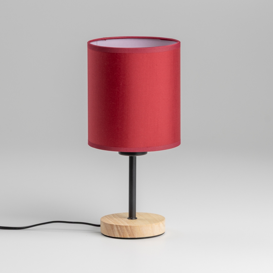Brilagi - Lampa stołowa NUBILA WOOD 1xE27/25W/230V dąb/pompejska czerwony