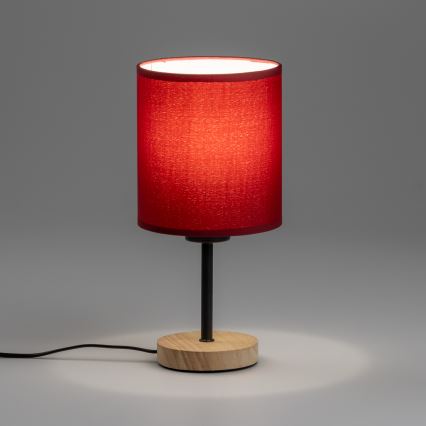 Brilagi - Lampa stołowa NUBILA WOOD 1xE27/25W/230V dąb/pompejska czerwony
