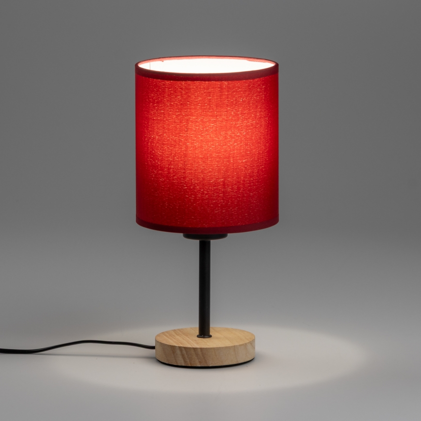 Brilagi - Lampa stołowa NUBILA WOOD 1xE27/25W/230V dąb/pompejska czerwony