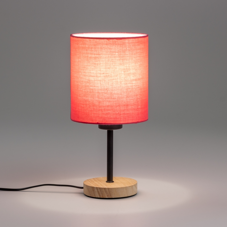 Brilagi - Lampa stołowa NUBILA WOOD 1xE27/25W/230V dąb/różowy