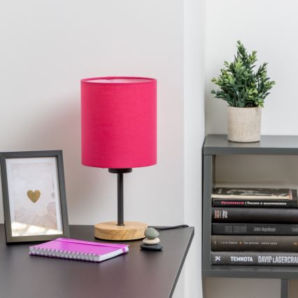 Brilagi - Lampa stołowa NUBILA WOOD 1xE27/25W/230V dąb/różowy