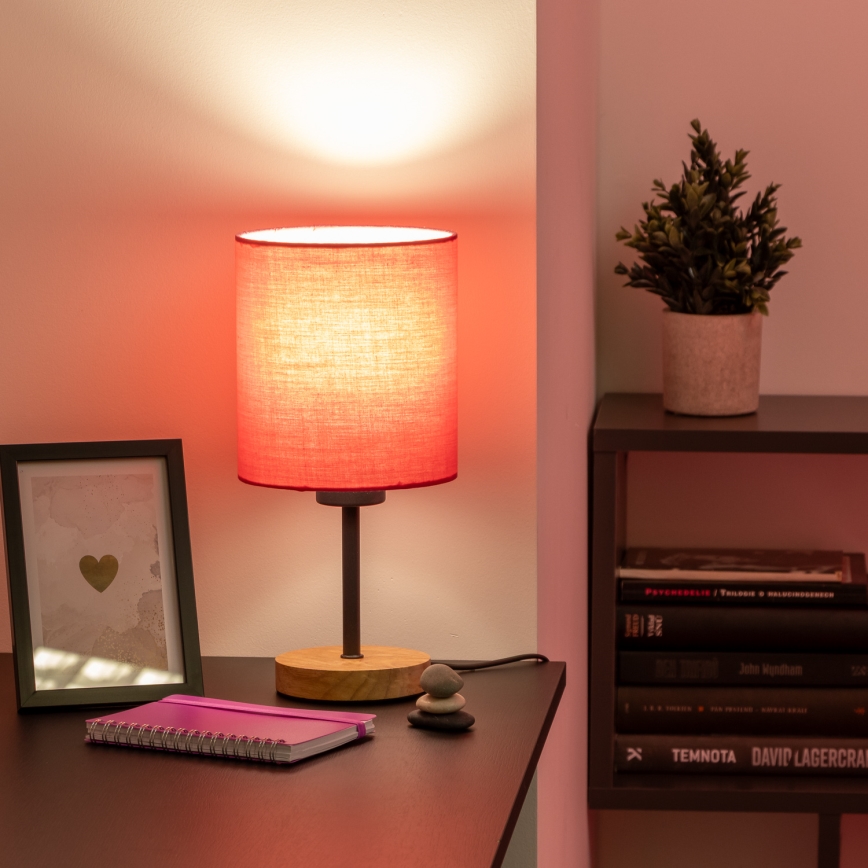 Brilagi - Lampa stołowa NUBILA WOOD 1xE27/25W/230V dąb/różowy