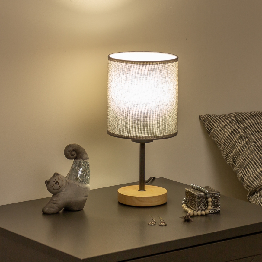 Brilagi - Lampa stołowa NUBILA WOOD 1xE27/25W/230V dąb/szary