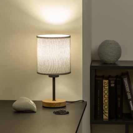 Brilagi - Lampa stołowa NUBILA WOOD 1xE27/25W/230V dąb/szary
