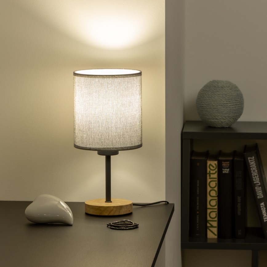 Brilagi - Lampa stołowa NUBILA WOOD 1xE27/25W/230V dąb/szary