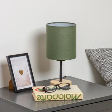 Brilagi - Lampa stołowa NUBILA WOOD 1xE27/25W/230V dąb/zielony