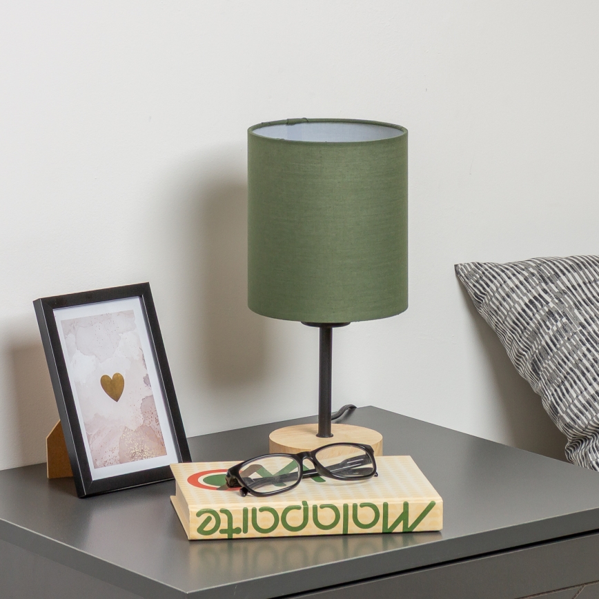 Brilagi - Lampa stołowa NUBILA WOOD 1xE27/25W/230V dąb/zielony
