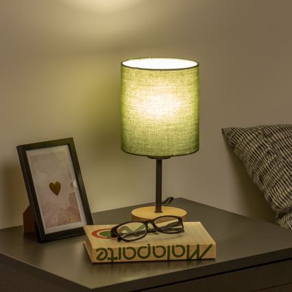 Brilagi - Lampa stołowa NUBILA WOOD 1xE27/25W/230V dąb/zielony