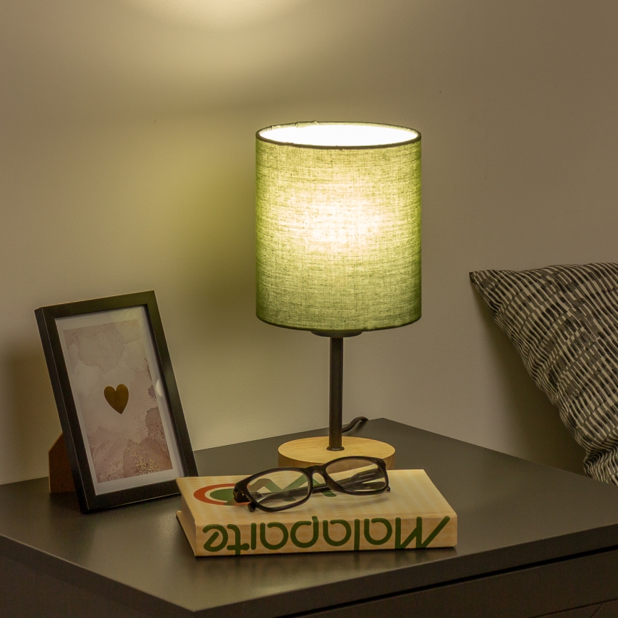 Brilagi - Lampa stołowa NUBILA WOOD 1xE27/25W/230V dąb/zielony