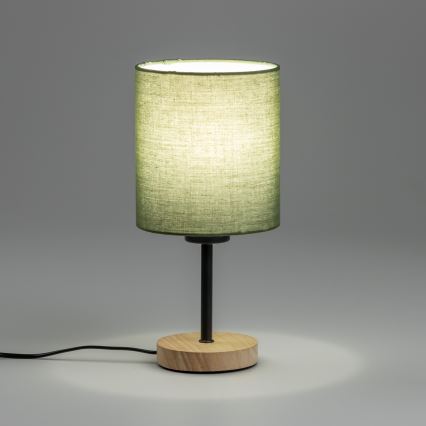 Brilagi - Lampa stołowa NUBILA WOOD 1xE27/25W/230V dąb/zielony