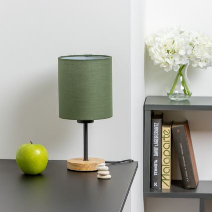 Brilagi - Lampa stołowa NUBILA WOOD 1xE27/25W/230V dąb/zielony