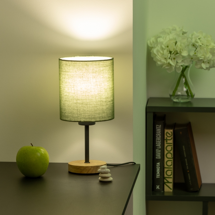 Brilagi - Lampa stołowa NUBILA WOOD 1xE27/25W/230V dąb/zielony
