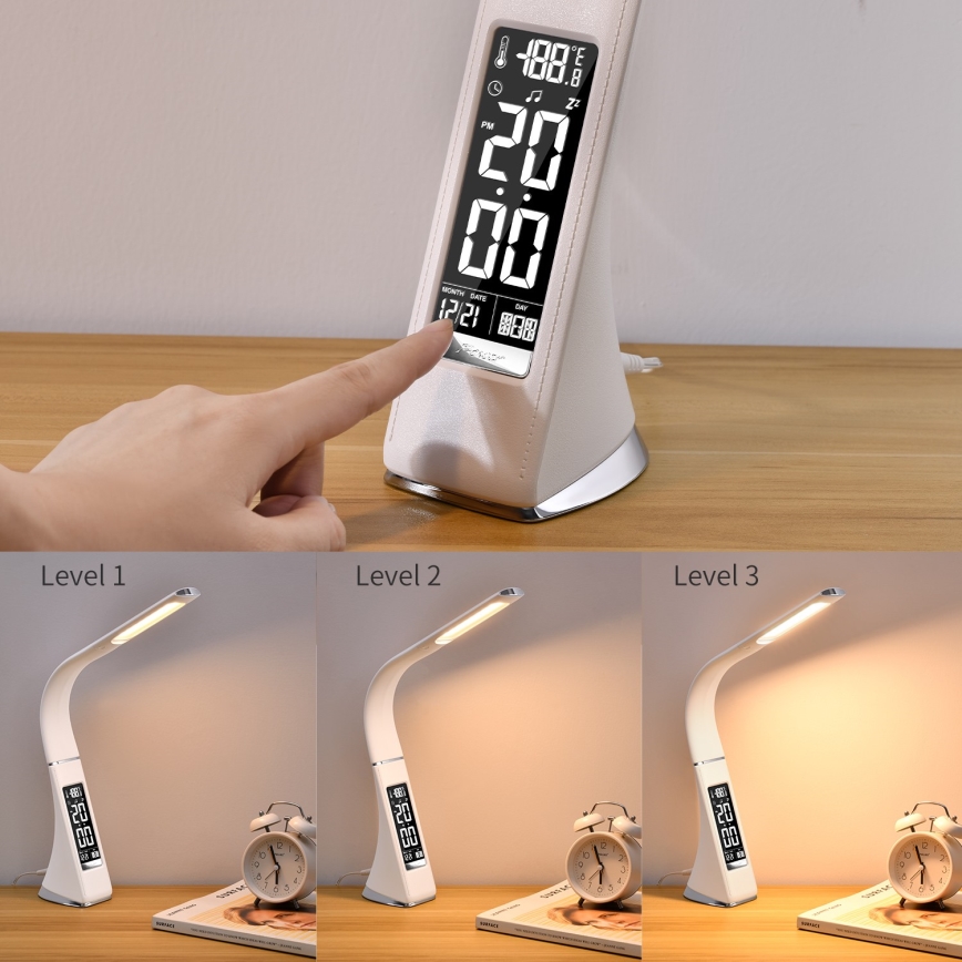 Brilagi - Lampa stołowa ściemnialna LED z wyświetlaczem PELLE LED/7W/230V biała