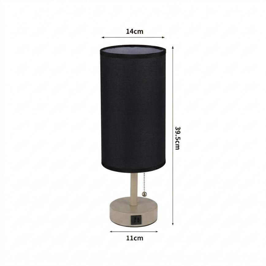 Brilagi - Lampa stołowa TABLON z portem USB 1xE27/25W/230V beżowy/czarny