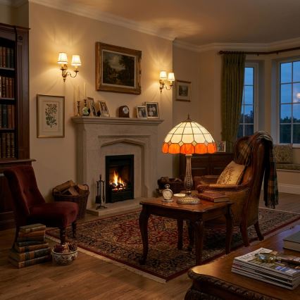 Brilagi - Lampa stołowa witrażowa Tiffany SIENNA 2xE27/60W/230V