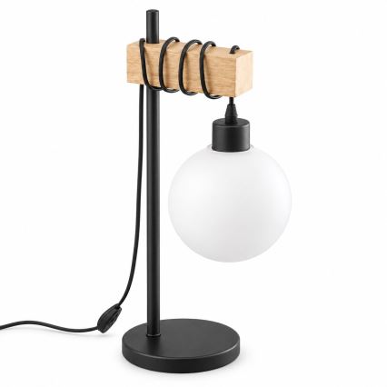 BRILAGI - Lampa stołowa WOOD GLASS 1xE27/40W/230V brązowa/czarna/biała