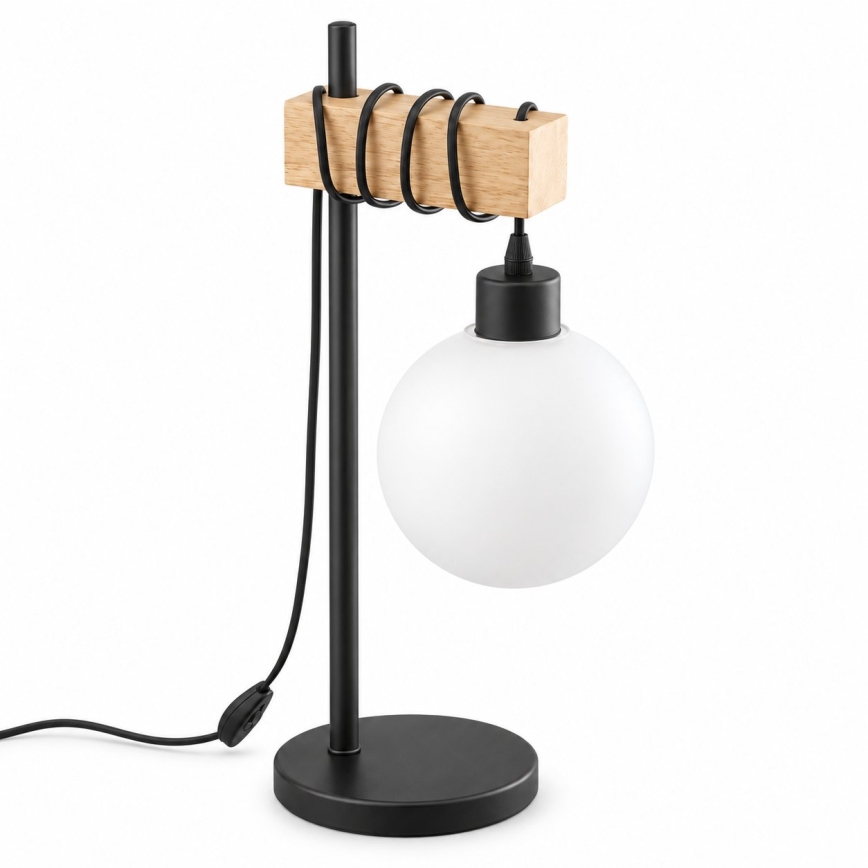 BRILAGI - Lampa stołowa WOOD GLASS 1xE27/40W/230V brązowa/czarna/biała