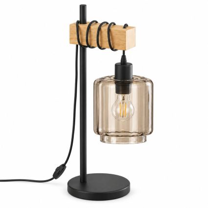 BRILAGI - Lampa stołowa WOOD GLASS 1xE27/40W/230V brązowy/czarny/przydymiony beż