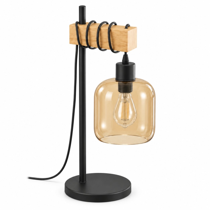 BRILAGI - Lampa stołowa WOOD GLASS 1xE27/40W/230V brązowy/czarny/przydymiony brąz