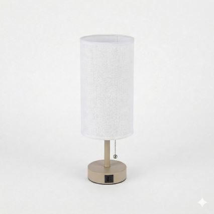 Brilagi - Lampa stołowa z portem USB TABLON 1xE27/25W/230V beżowa/biała