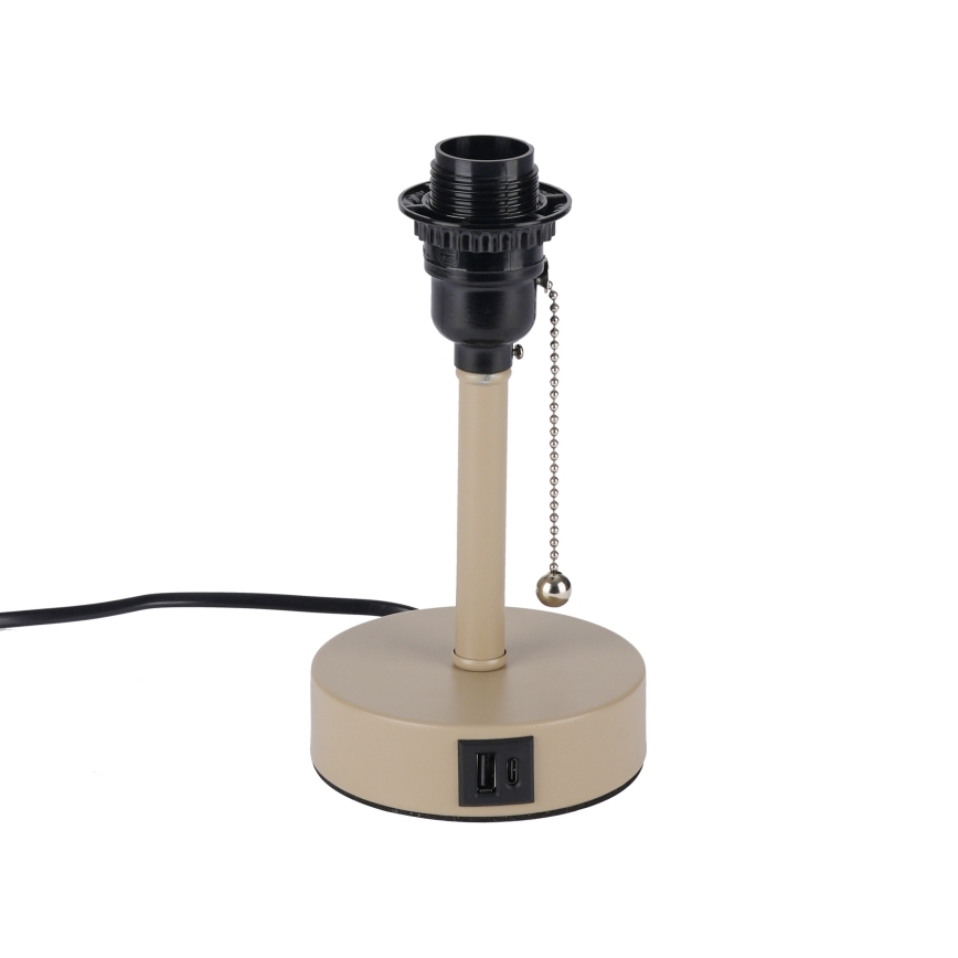 Brilagi - Lampa stołowa z portem USB TABLON 1xE27/25W/230V beżowa/biała