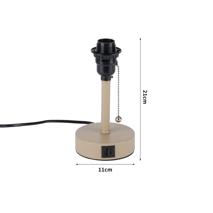 Brilagi - Lampa stołowa z portem USB TABLON 1xE27/25W/230V beżowa