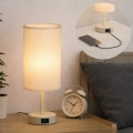 Brilagi - Lampa stołowa z portem USB TABLON 1xE27/25W/230V beżowy/kremowy