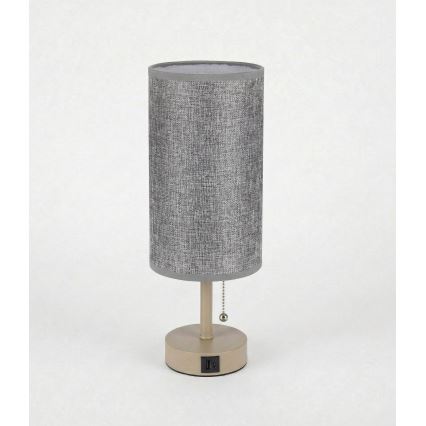 Brilagi - Lampa stołowa z portem USB TABLON 1xE27/25W/230V beżowy/szary