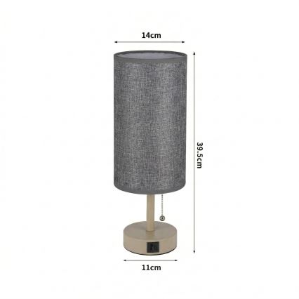Brilagi - Lampa stołowa z portem USB TABLON 1xE27/25W/230V beżowy/szary