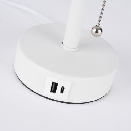 Brilagi - Lampa stołowa z portem USB TABLON 1xE27/25W/230V biała/czarna