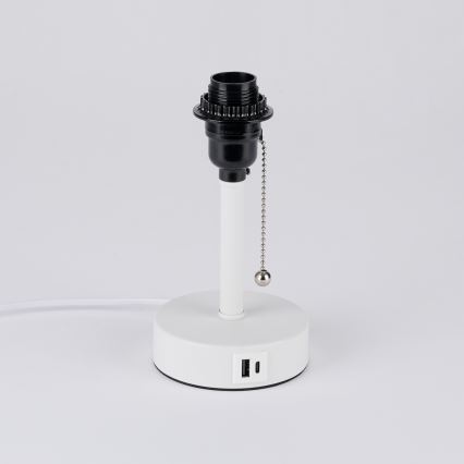 Brilagi - Lampa stołowa z portem USB TABLON 1xE27/25W/230V biała/czarna