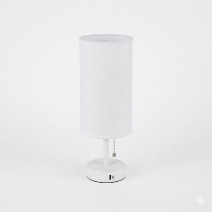 Brilagi - Lampa stołowa z portem USB TABLON 1xE27/25W/230V biała