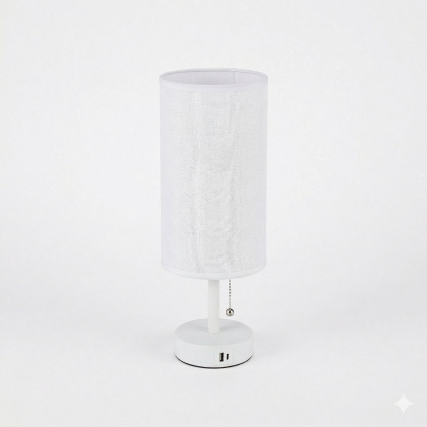 Brilagi - Lampa stołowa z portem USB TABLON 1xE27/25W/230V biała