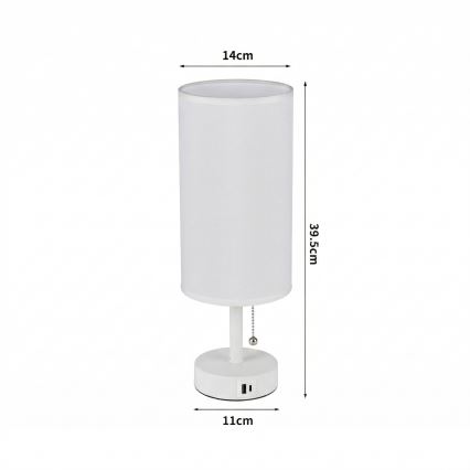 Brilagi - Lampa stołowa z portem USB TABLON 1xE27/25W/230V biała