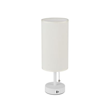 Brilagi - Lampa stołowa z portem USB TABLON 1xE27/25W/230V biała/kremowa