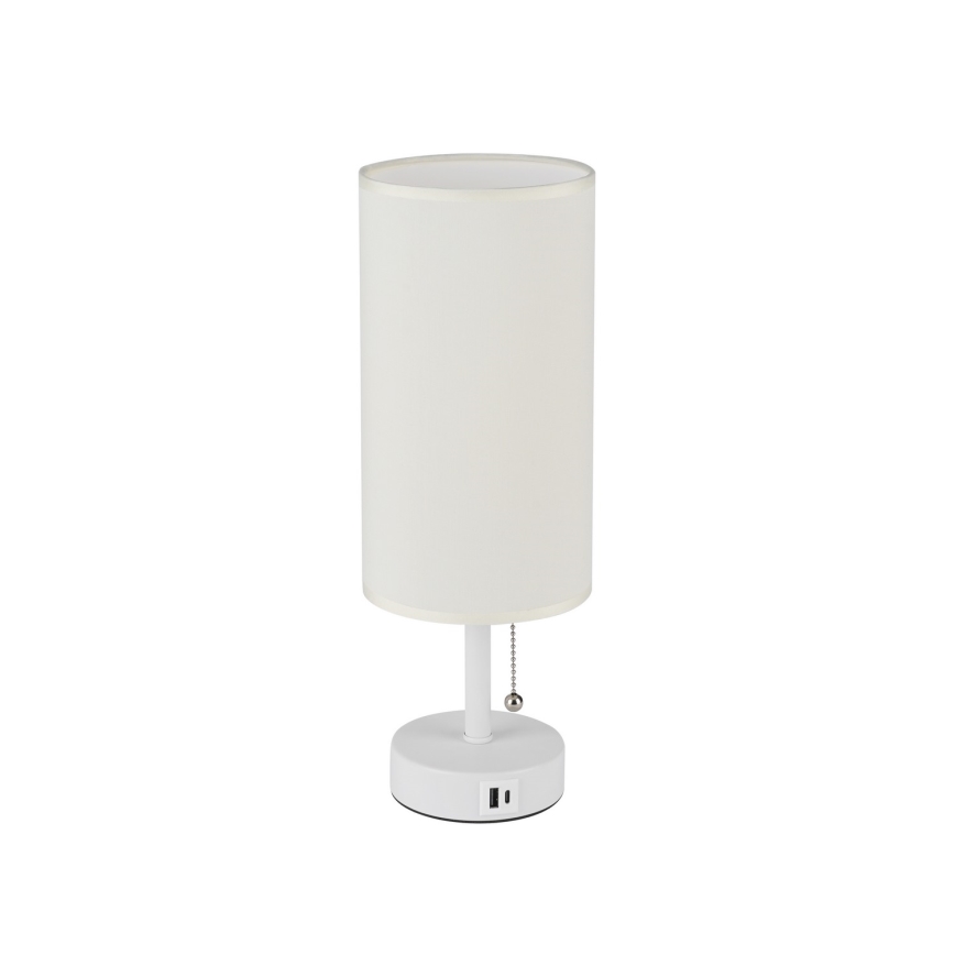 Brilagi - Lampa stołowa z portem USB TABLON 1xE27/25W/230V biała/kremowa
