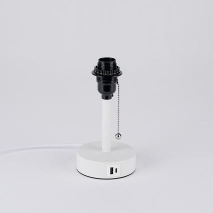 Brilagi - Lampa stołowa z portem USB TABLON 1xE27/25W/230V biała/kremowa