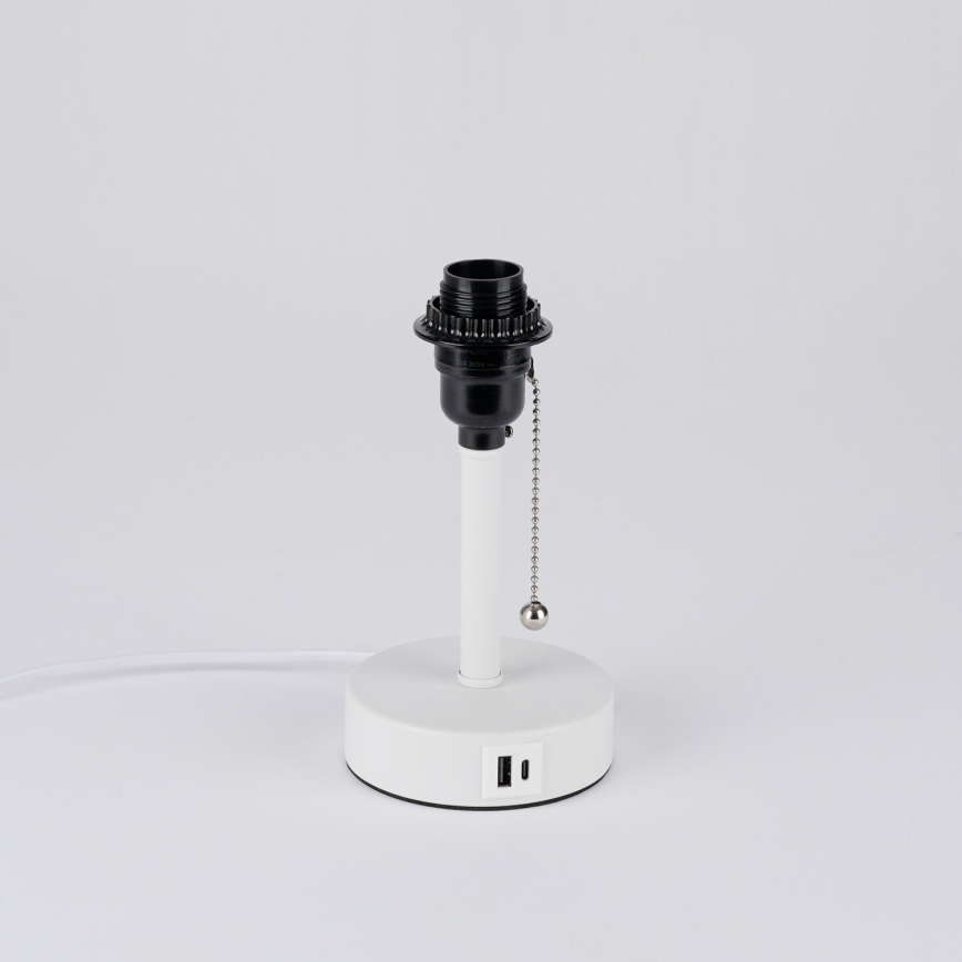 Brilagi - Lampa stołowa z portem USB TABLON 1xE27/25W/230V biała/kremowa