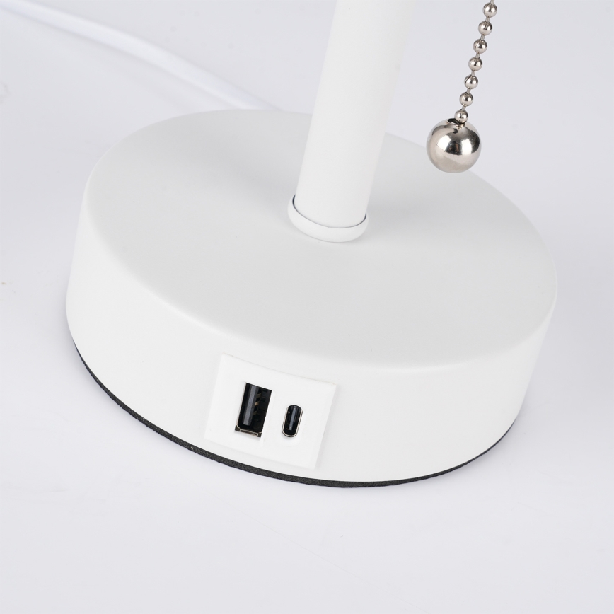Brilagi - Lampa stołowa z portem USB TABLON 1xE27/25W/230V biała/szara
