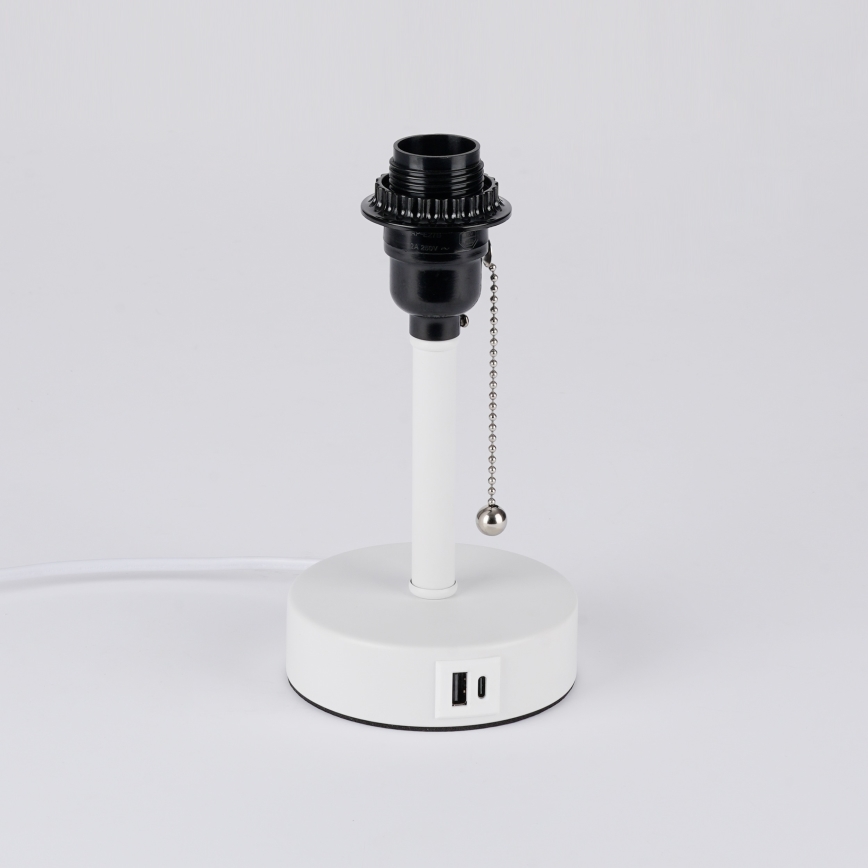 Brilagi - Lampa stołowa z portem USB TABLON 1xE27/25W/230V biała/szara