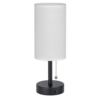 Brilagi - Lampa stołowa z portem USB TABLON 1xE27/25W/230V czarna/biała