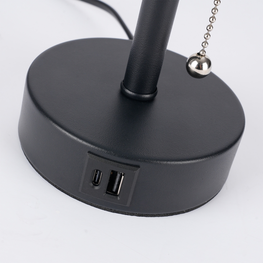 Brilagi - Lampa stołowa z portem USB TABLON 1xE27/25W/230V czarna/biała