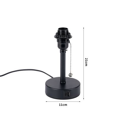 Brilagi - Lampa stołowa z portem USB TABLON 1xE27/25W/230V czarna