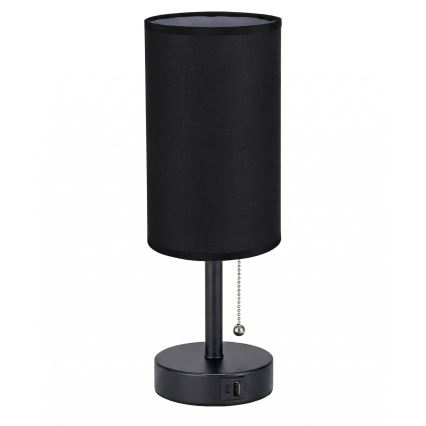Brilagi - Lampa stołowa z portem USB TABLON 1xE27/25W/230V czarna