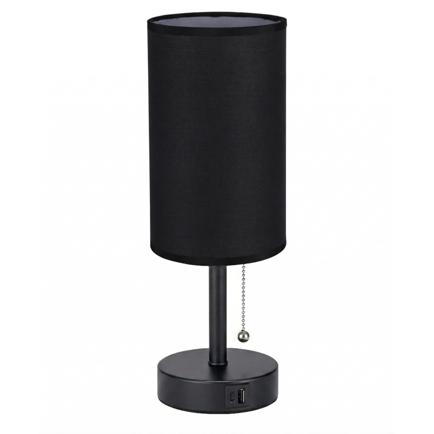 Brilagi - Lampa stołowa z portem USB TABLON 1xE27/25W/230V czarna