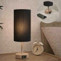 Brilagi - Lampa stołowa z portem USB TABLON 1xE27/25W/230V dąb/beżowy/czarny