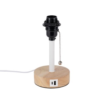Brilagi - Lampa stołowa z portem USB TABLON 1xE27/25W/230V dąb/biały