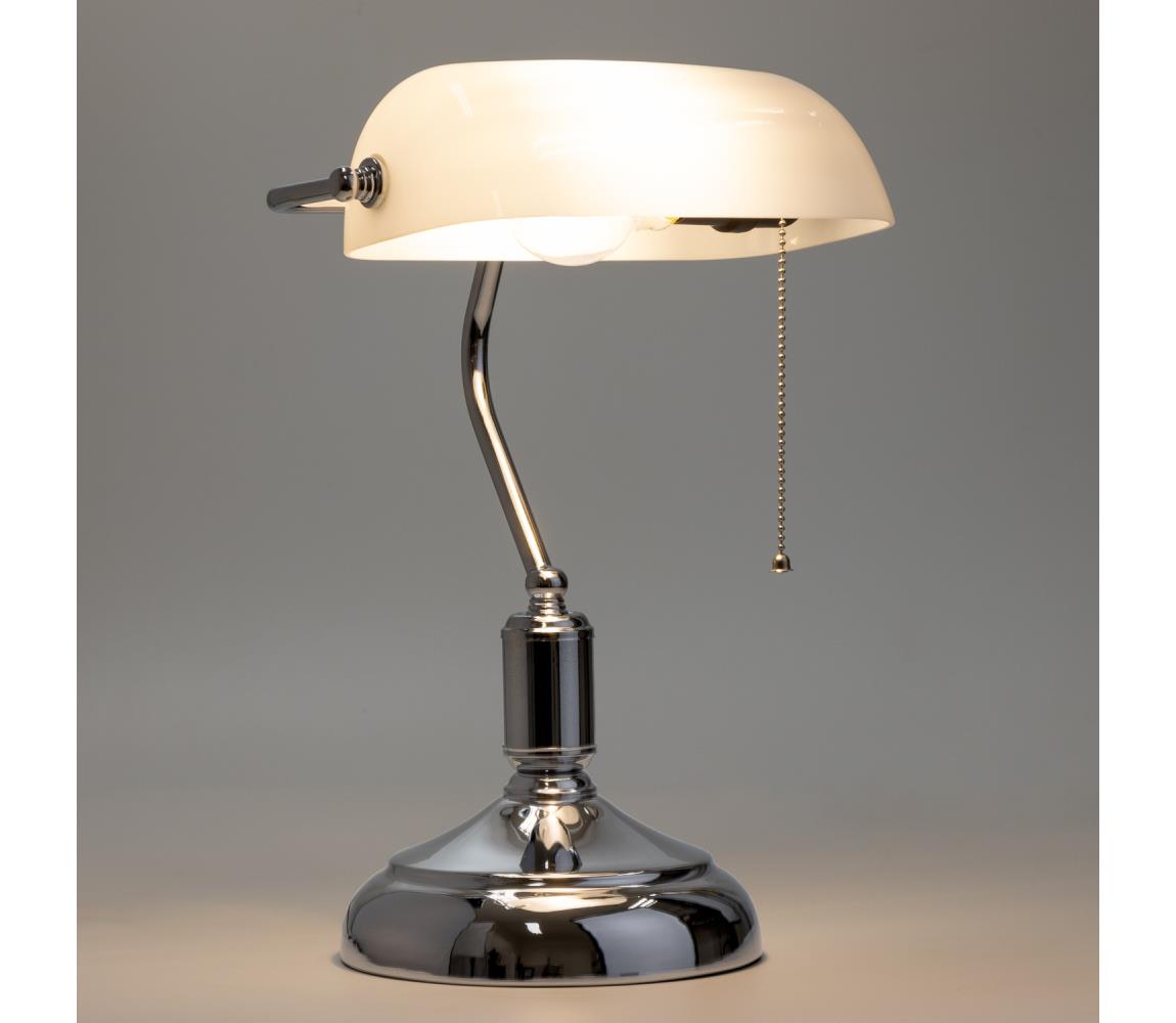 Brilagi - Lampa stołowa BANK OFFICE 1xE27/60W/230V chrom błyszcząca/biała