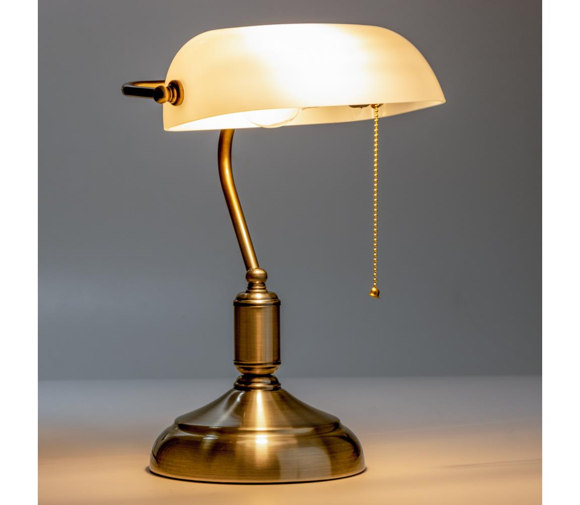 Brilagi - Lampa stołowa BANK OFFICE 1xE27/60W/230V mosiądz/biała